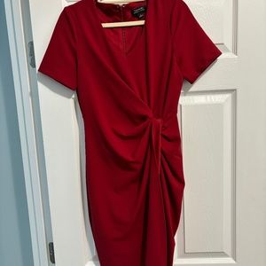 Tahari Stretch Red Side Knot Dress